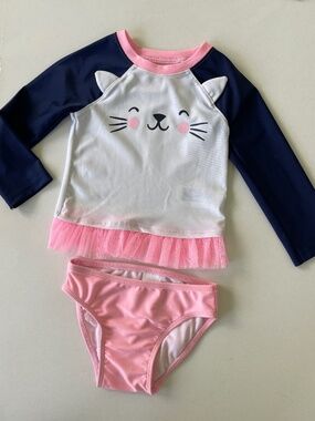 Cat &Jack Girls 2 Piece Rashguard Swim Suit 2T